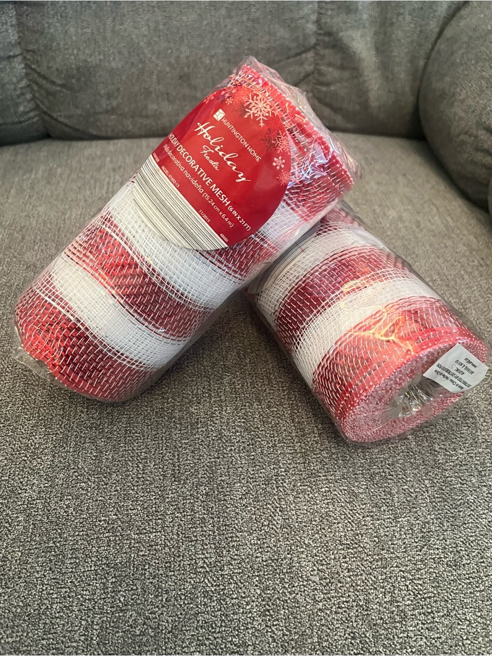 Huntington Home Red & White Striped Ribbon Holiday Decorative Mesh Roll